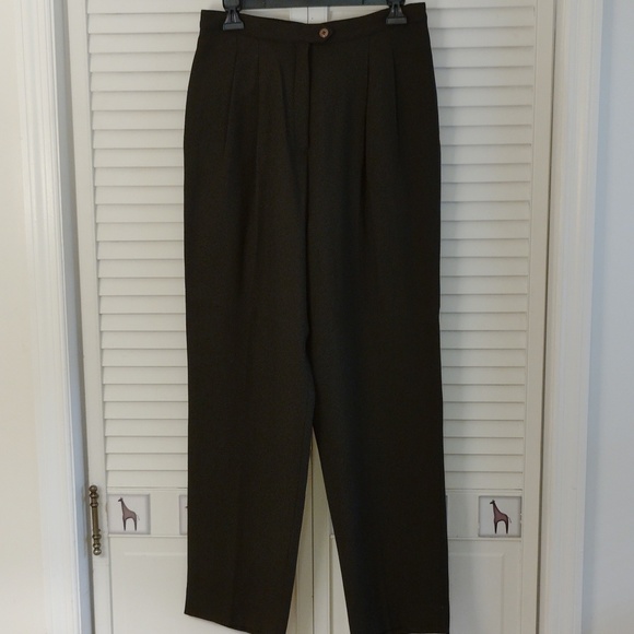 Kasper Green/Black Double Breast Suit with Animal Print Collar - Picture 7 of 9